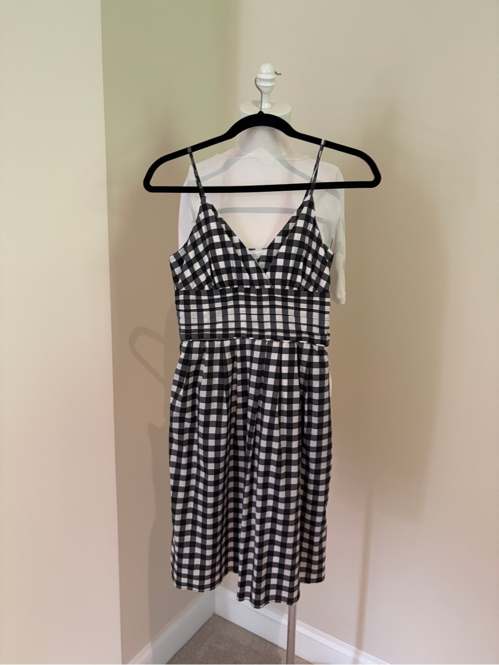 Banana Republic Black and White Gingham Midi Dress